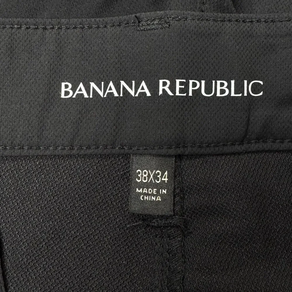 Banana Republic 38x34 Pants Chino Black Flat Front Zippered Pocket Wicking New